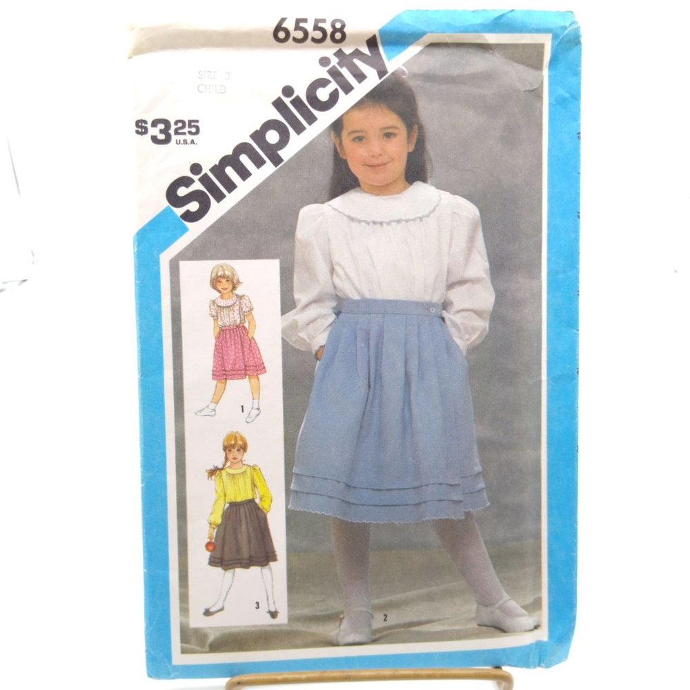 UNCUT Vintage Sewing PATTERN Simplicity 6558, Childs 1984 Wrap Skirt and Wrap